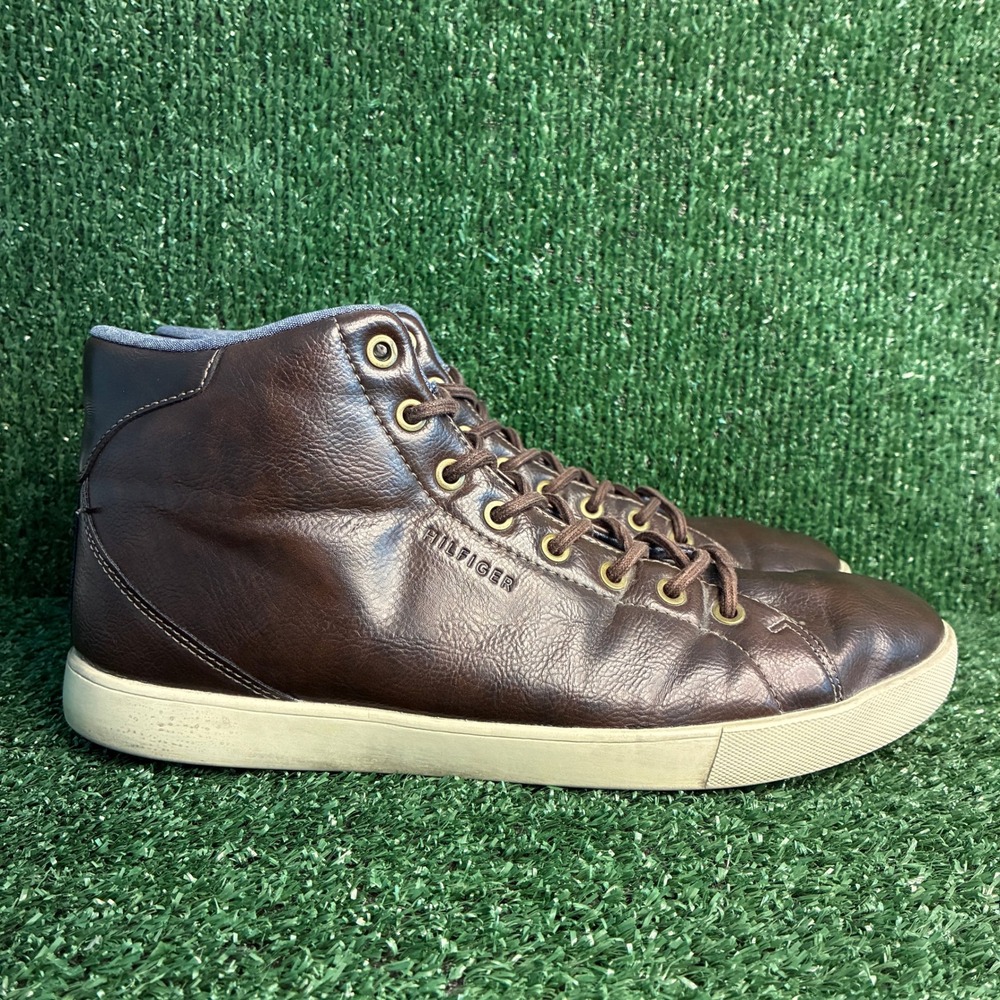Tommy Hilfiger Tmtalis-R Leather High Top Sneakers Casual Brown Mens Size 10